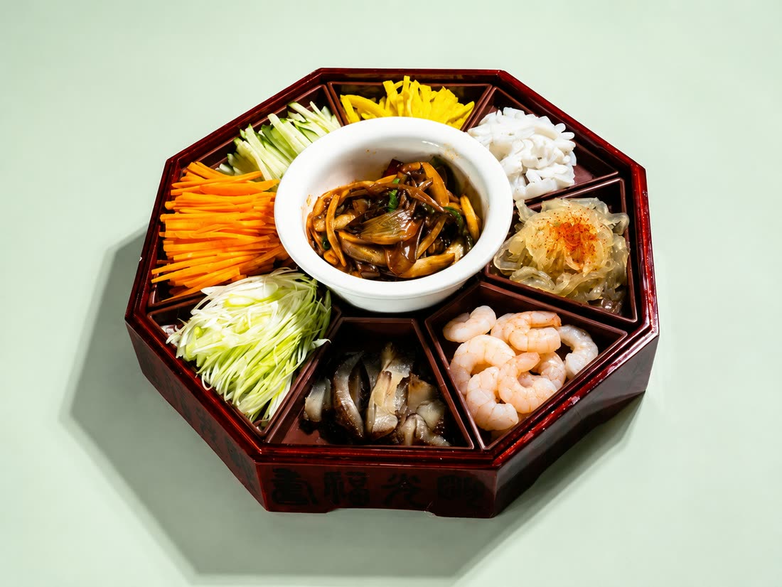구절판 양장피 (Gujeolpan-Style Seafood & Vegetable Platter) — 삼신 가로수길점 메뉴 — 가로수길 chinese restaurant (韓国料理 · 美食)
