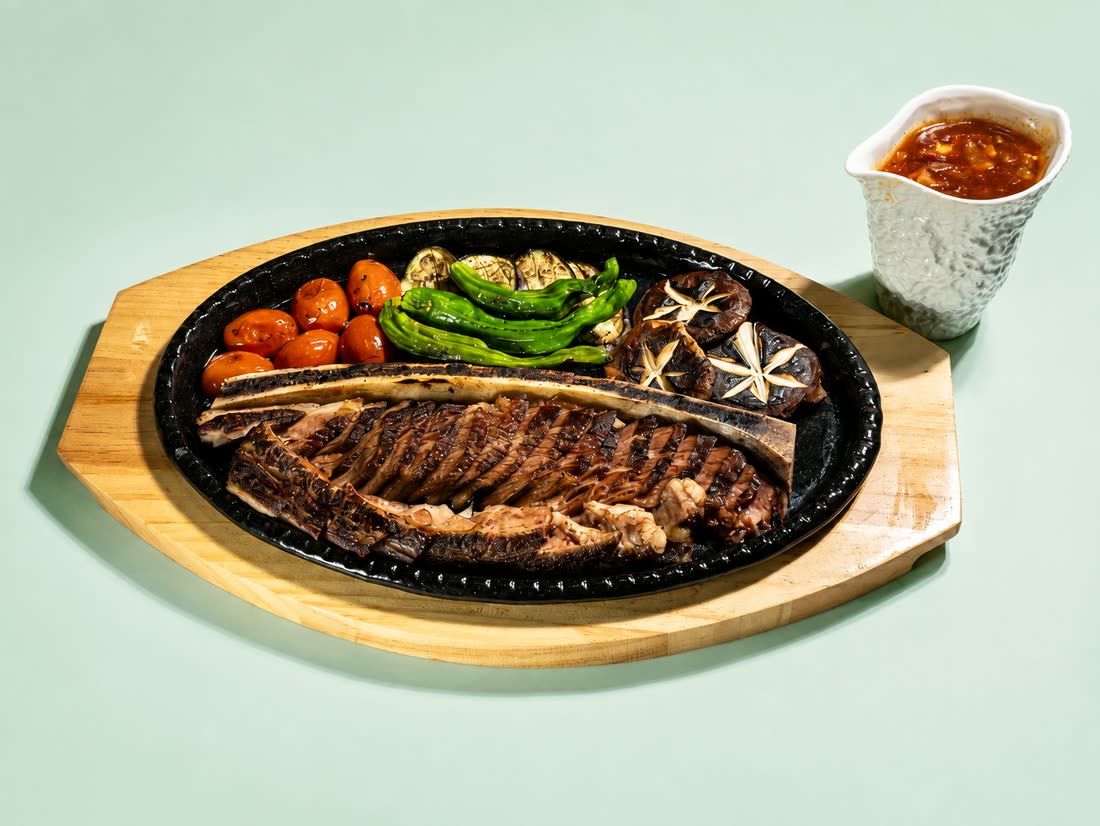 그릴드 어향 우대갈비 (Charcoal-Grilled Beef Ribs with Yuxiang Sauce) — 삼신 가로수길점 시그니처 — 가로수길 chinese restaurant (韓国料理 · 美食)