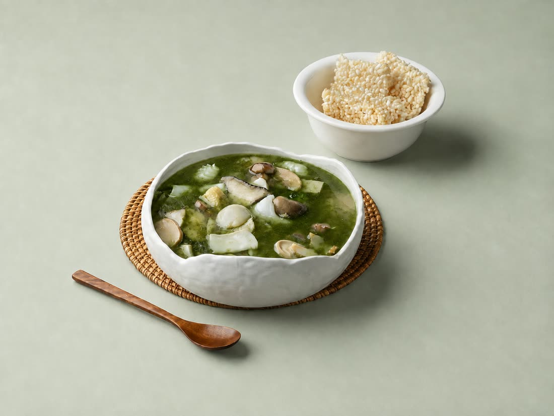한반도 매생이 누룽지탕 (Seafood & Maesaengi Crispy Rice Soup) — 삼신 가로수길점 메뉴 — 가로수길 chinese restaurant (韓国料理 · 美食)
